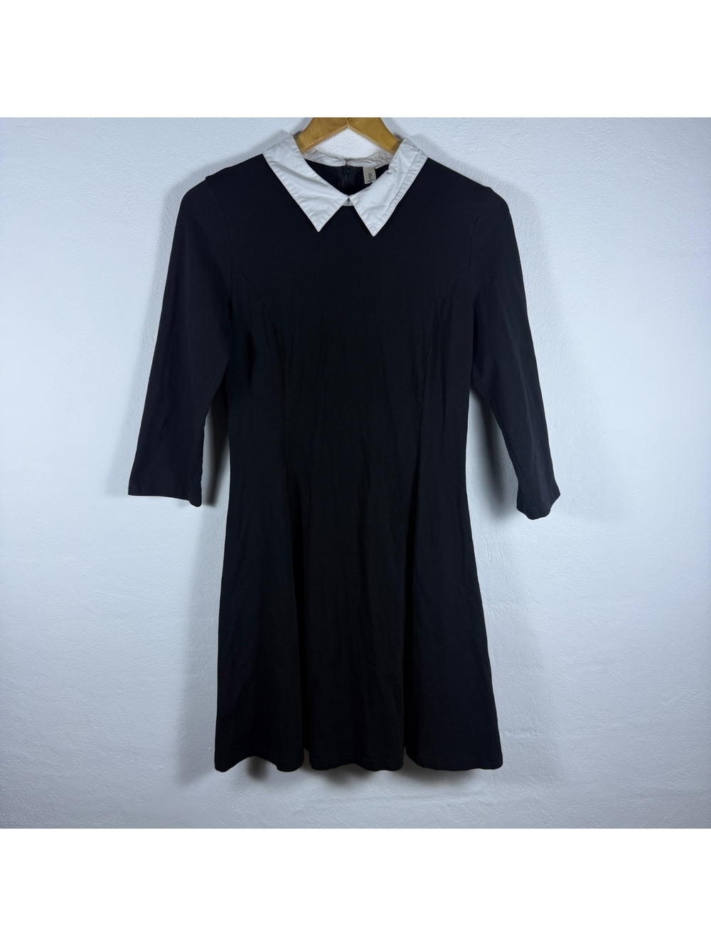 Wednesday Addams Black Mini Dress Medium Gothic Dark Academia White Collar